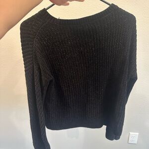 SO Black Ribbed Crewneck Sweater
